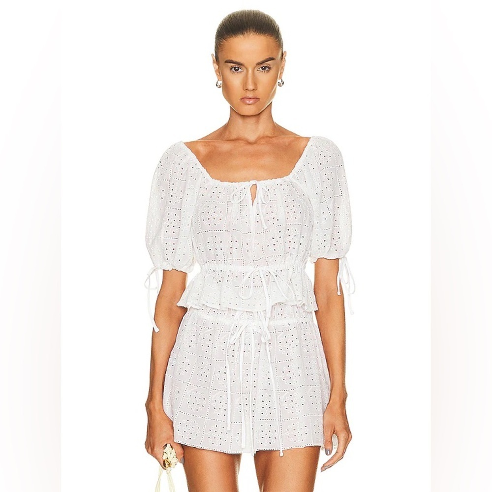 NWT GANNI Light Broderie Anglaise Cropped Top - Size 36 - White